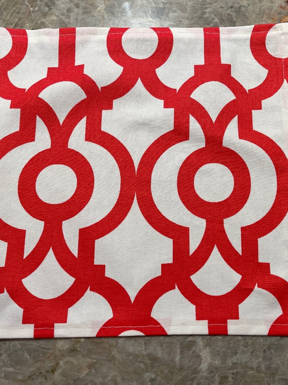 Set of 6 Cloth Napkins, Modern Print, Coral and Cream Colors,  12”